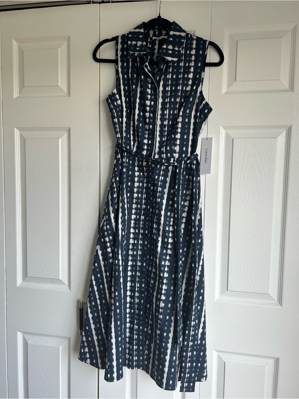 Calvin Klein Sleevless Button Front Midi Shirt Dress